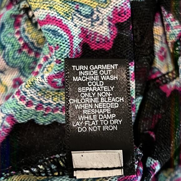 Express Paisley Print Knit Tiered Dress Woman Size Medium Flapper Ruffle Retro - Picture 10 of 10